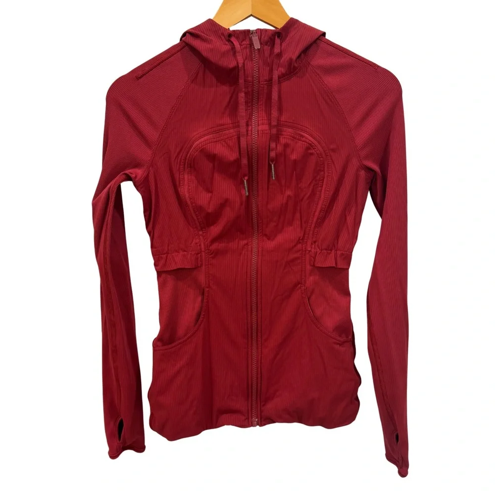 Lululemon Dance Studio Jacket Rib Sleeve Reversible Dark Sport Red Zip Up Size 4